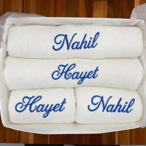 Coffret de 4 Serviettes Personnalisées en Broderie