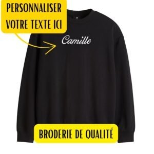 sweat noir brode personnalise